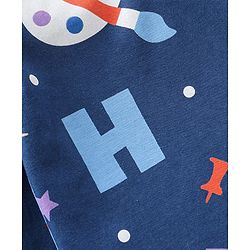 Babyhug Cotton Knit Full Sleeves Clock Printed Night Suit - Navy Blue