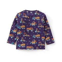 Babyhug Cotton Knit Full Sleeves Night Suit with Trucks Print - Purple