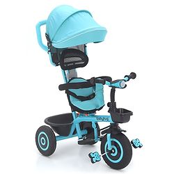 Babyhug Plug & Play Tricycle with Air Wheel Canopy & Parental Handle - Blue