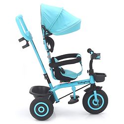 Babyhug Plug & Play Tricycle with Air Wheel Canopy & Parental Handle - Blue