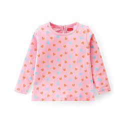 Babyhug Cotton Knit Full Sleeves T-Shirts Heart & Unicorn Print - Pink Peach & White