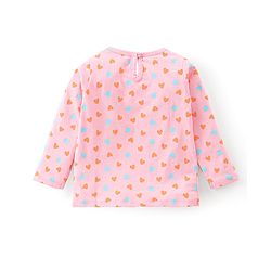 Babyhug Cotton Knit Full Sleeves T-Shirts Heart & Unicorn Print - Pink Peach & White