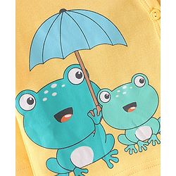 Babyhug Cotton Interlock Knit Full Sleeves Front Open Vests Striped & Frog Print Pack Of 3 - Green White & Yellow