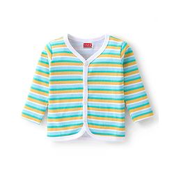 Babyhug Cotton Interlock Knit Full Sleeves Front Open Vests Striped & Frog Print Pack Of 3 - Green White & Yellow