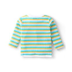 Babyhug Cotton Interlock Knit Full Sleeves Front Open Vests Striped & Frog Print Pack Of 3 - Green White & Yellow