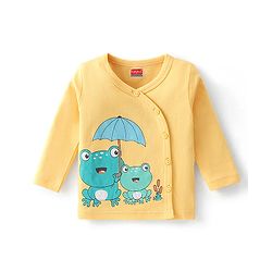 Babyhug Cotton Interlock Knit Full Sleeves Front Open Vests Striped & Frog Print Pack Of 3 - Green White & Yellow