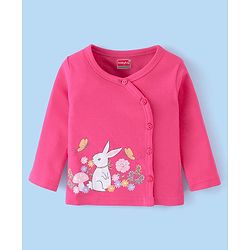 Babyhug 100% Cotton Knit Full Sleeves Front Open Jhablas Bunny Print Pack of 3 - Pink Orange & Purple
