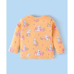 Babyhug 100% Cotton Knit Full Sleeves Front Open Jhablas Bunny Print Pack of 3 - Pink Orange & Purple