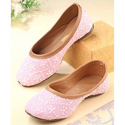 Cute Walk by Babyhug Slip On Embroidered Mojaris - Pink