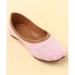 Cute Walk by Babyhug Slip On Embroidered Mojaris - Pink