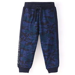 Babyhug Cotton Looper Full Length Lounge Pants Camaflouge Print - Navy Blue