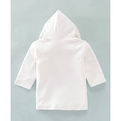 Babyhug Cotton Terry Knit Full Sleeves Solid Color Hooded Bath Robe - White