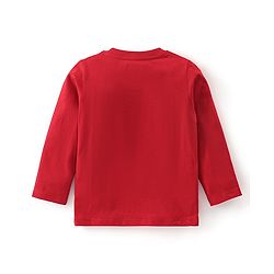 Babyhug Cotton Knit Pack of 3 Full Sleeves T-Shirts with Construction Vehicles Graphic Print - Red & Blue