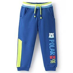 Babyhug Cotton Looper Full Length Lounge Pant Text Print- Blue