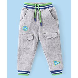 Babyhug Cotton Looper Knit Full Length Solid Lounge Pant - Grey