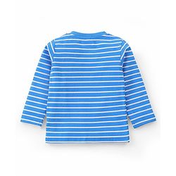Babyhug Full Sleeves T-Shirt with Graphics Print & Striped Pack of 3 - Blue Red & Yellow