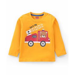 Babyhug Full Sleeves T-Shirt with Graphics Print & Striped Pack of 3 - Blue Red & Yellow