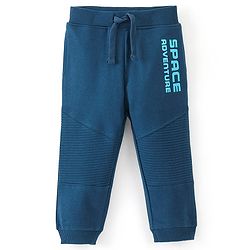 Babyhug Cotton Looper Knit Full Length Lounge Pant Text Printed - Navy Blue