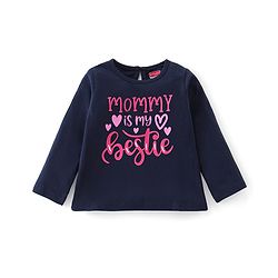 Babyhug Cotton Knit Full Sleeves T-Shirt With Text Graphics - Navy Blue