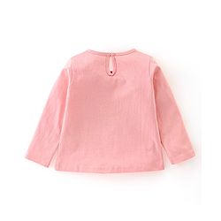 Babyhug Cotton Knit Full Sleeves T-Shirt With Kitty Graphics - Pink