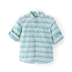 Babyhug Cotton Woven Full Sleeves Shirt Striped - Blue