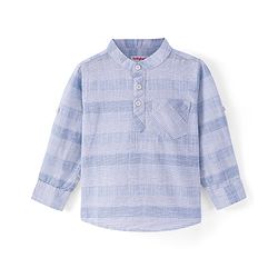 Babyhug Cotton Full Sleeves Mandarin Collared Striped Kurta Shirt - Blue