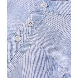 Babyhug Cotton Full Sleeves Mandarin Collared Striped Kurta Shirt - Blue