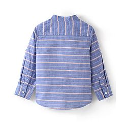 Babyhug 100% Cotton Woven Full Sleeves Striped Shirt - Blue