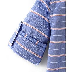Babyhug 100% Cotton Woven Full Sleeves Striped Shirt - Blue