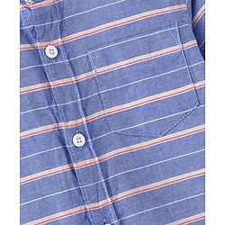 Babyhug 100% Cotton Woven Full Sleeves Striped Shirt - Blue