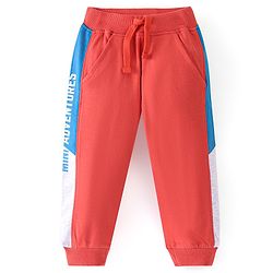 Babyhug Cotton Looper Knit Full Length Lounge Pant Text Printed - Maroon