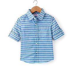 Babyhug Cotton Woven Full Sleeves Striped Shirt - Blue