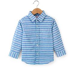 Babyhug Cotton Woven Full Sleeves Striped Shirt - Blue