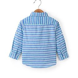 Babyhug Cotton Woven Full Sleeves Striped Shirt - Blue