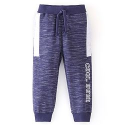 Babyhug Cotton Looper Knit Full Length Lounge Pant Text Printed - Blue