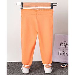 Babyhug Cotton Looper Text Printed Full Length Track Pant - Orange