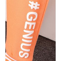 Babyhug Cotton Looper Text Printed Full Length Track Pant - Orange