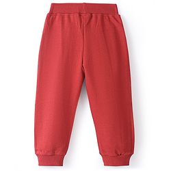 Babyhug Cotton Looper Knit Full Length Lounge Pant with Bear Print - Maroon
