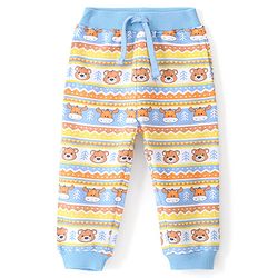 Babyhug Cotton Looper Knit Full Length Lounge Pant Bear Printed - Blue