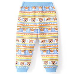 Babyhug Cotton Looper Knit Full Length Lounge Pant Bear Printed - Blue