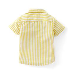 Babyhug 100% Cotton Woven Half Sleeves Striped Shirt - Yellow