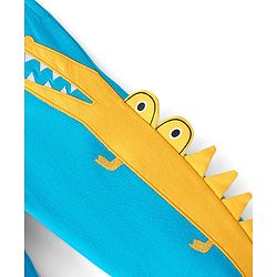 Babyhug Cotton Looper Knit Full Length Lounge Pant With Crocodile Patch- Blue