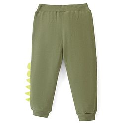 Babyhug Cotton Looper Knit Full Length Lounge Pant With Crocodile Patch- Green