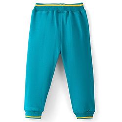 Babyhug Cotton Looper Full Length Lounge Pant With Text Print - Sea Green