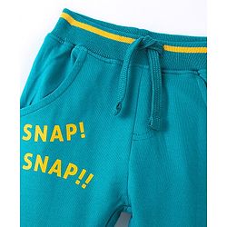 Babyhug Cotton Looper Full Length Lounge Pant With Text Print - Sea Green