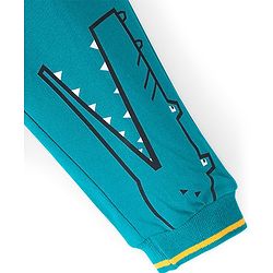 Babyhug Cotton Looper Full Length Lounge Pant With Text Print - Sea Green