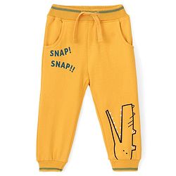 Babyhug Cotton Looper Knit Full Length Lounge Pant Crocodile Printed - Yellow