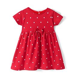 Babyhug Knit Half Sleeves Floral Printed Frocks Pack of 2 - Red & White