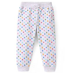 Babyhug Cotton Looper Full Length Lounge Pant Dot Print- Grey