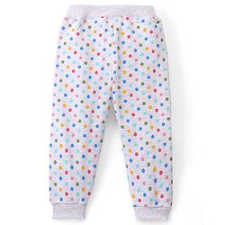 Babyhug Cotton Looper Full Length Lounge Pant Dot Print- Grey